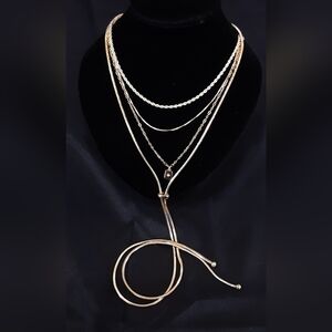 Elegant Gold 4 Necklace Lot W/bolo J243